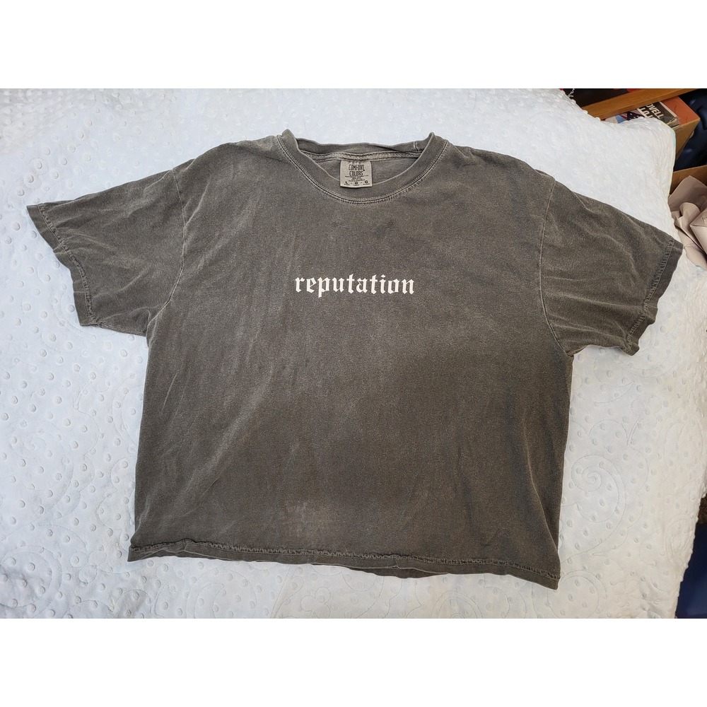 Comfort Colors Reputation Graphic Cropped T Shirt Pepper Gray Women Large L